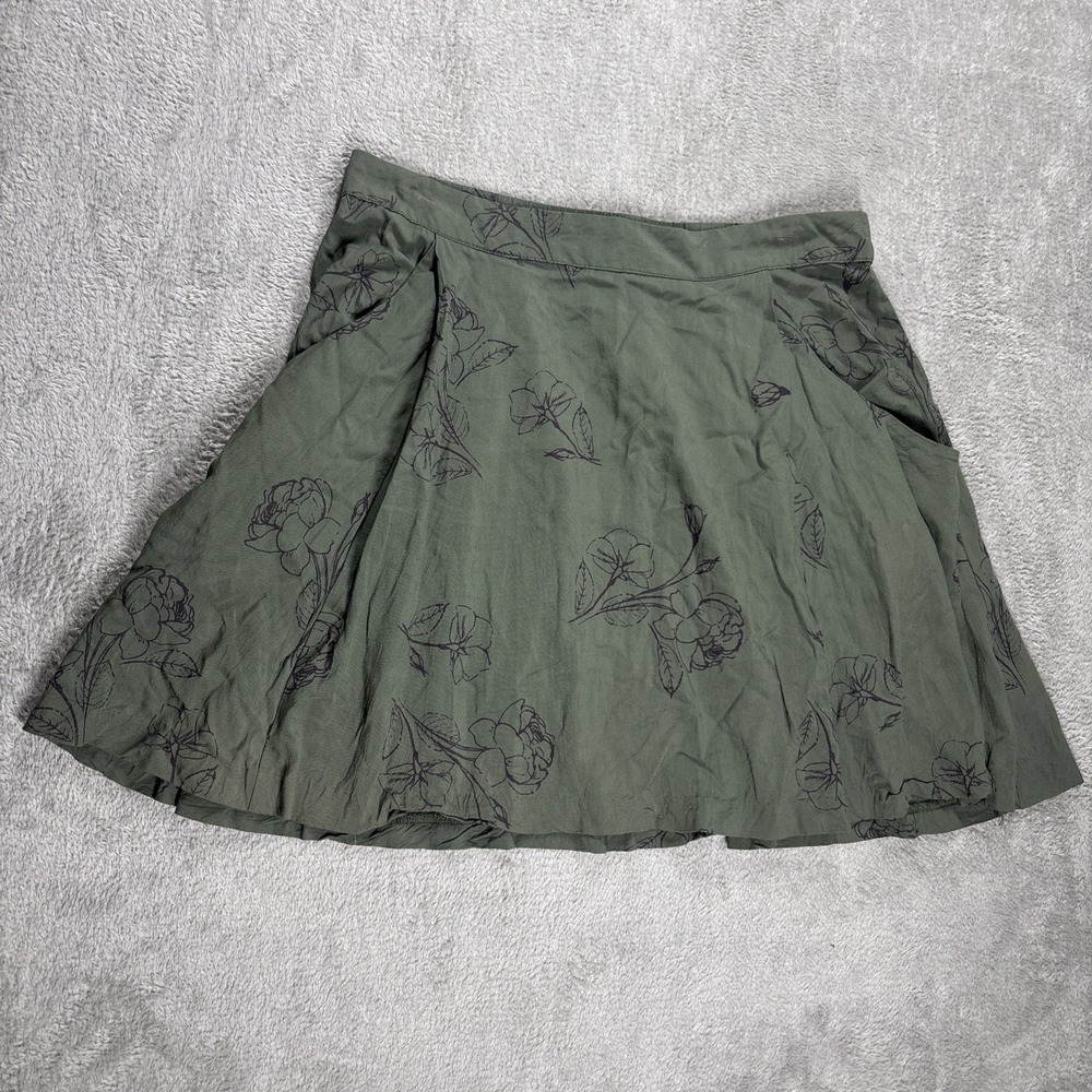 Old Navy Green Floral Pull Up Skirt With Pockets Size Extra Small - Picture 1 of 12